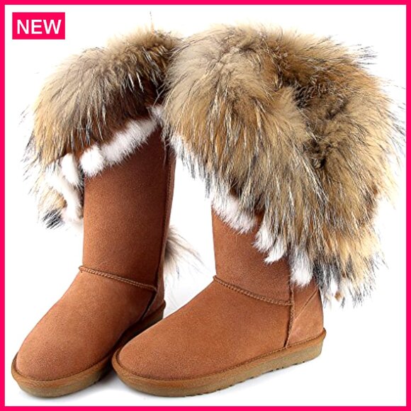 Women's Mid Calf Snow Boots, Cow Leather Fur, 11-Inch Shaft, Handmade - Picture 3 of 8